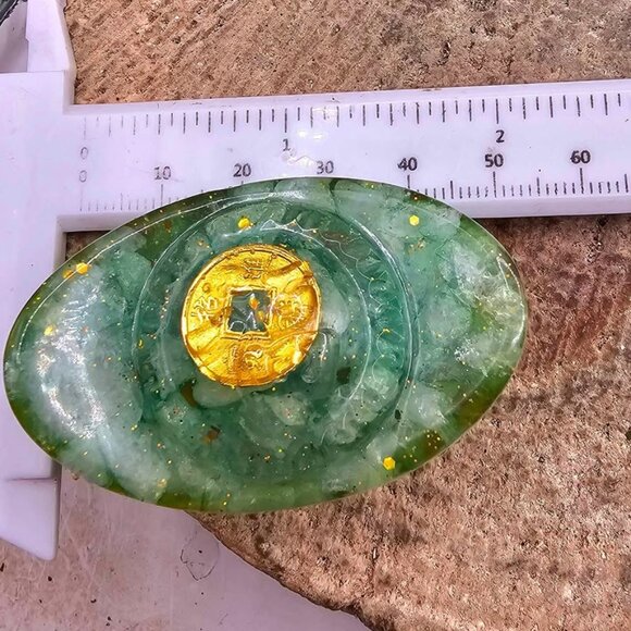 Set Of 2pcs Crystal Chip Resin Ancient Gold (Yuanbao) Decor - Picture 8 of 9